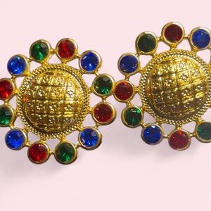 Elegant Gold and Multicolor Earrings
